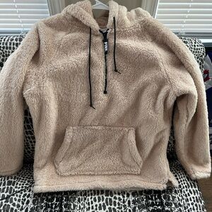 PINK Victoria's Secret Cream/ Light Pink Sherpa Hoodie